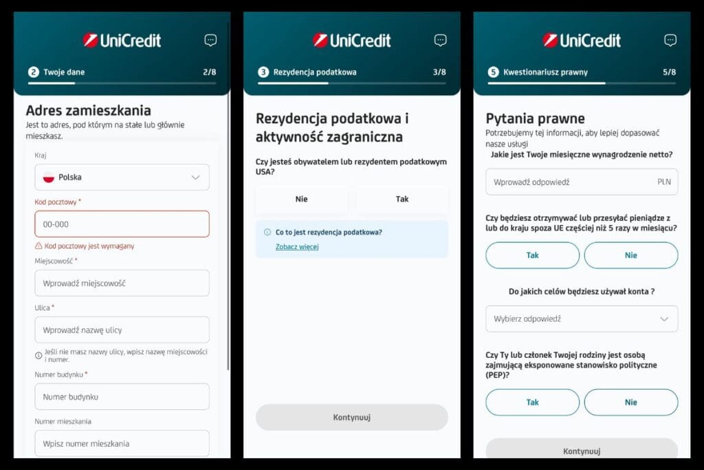 ja założyć konto UniCredit krok po kroku